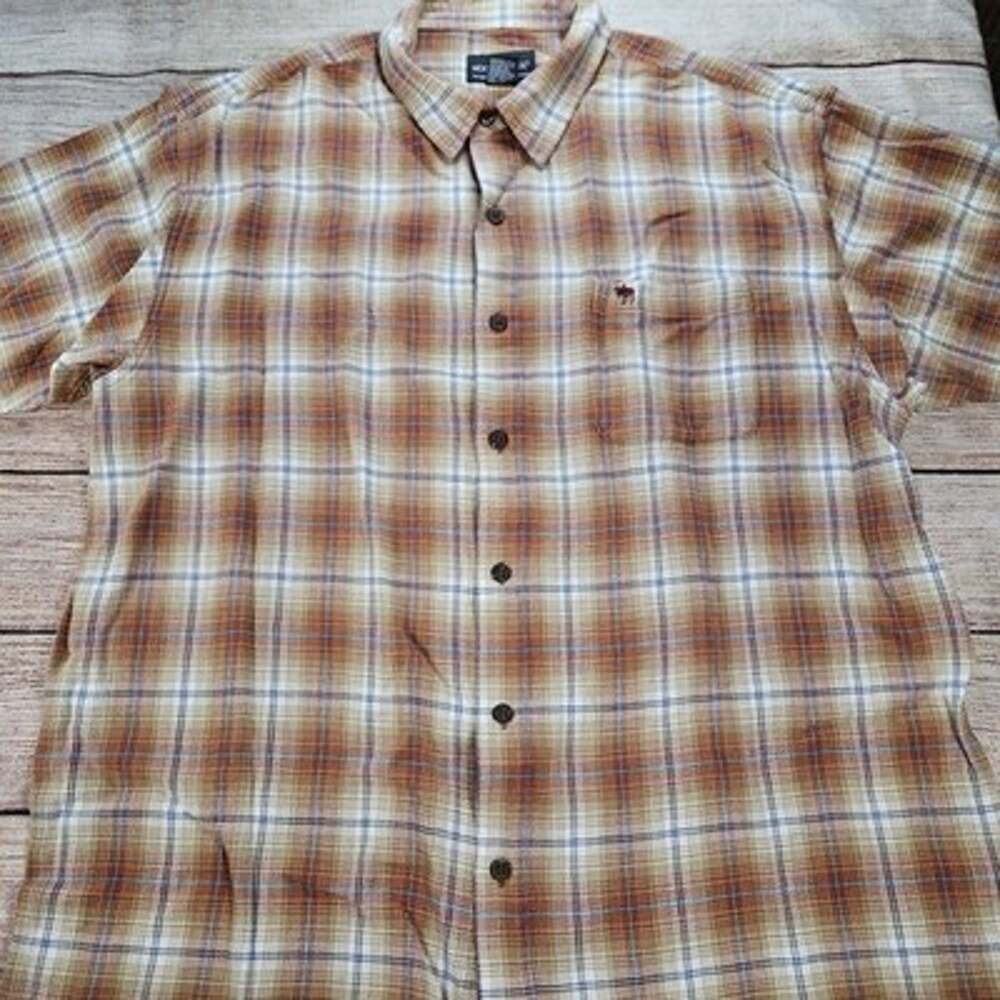 Men's Moose Creek Multicolor Button Down Short Sleeve Plaid T-shirt size 2XL